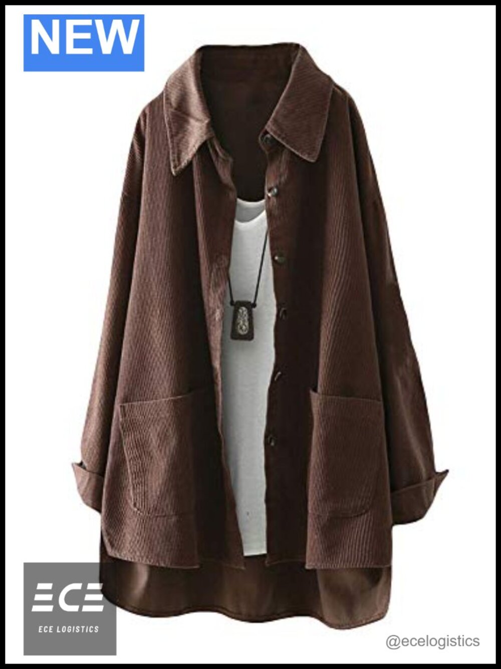 Corduroy Button Down Shirt Jacket Cotton Long Sleeve Casual Coat